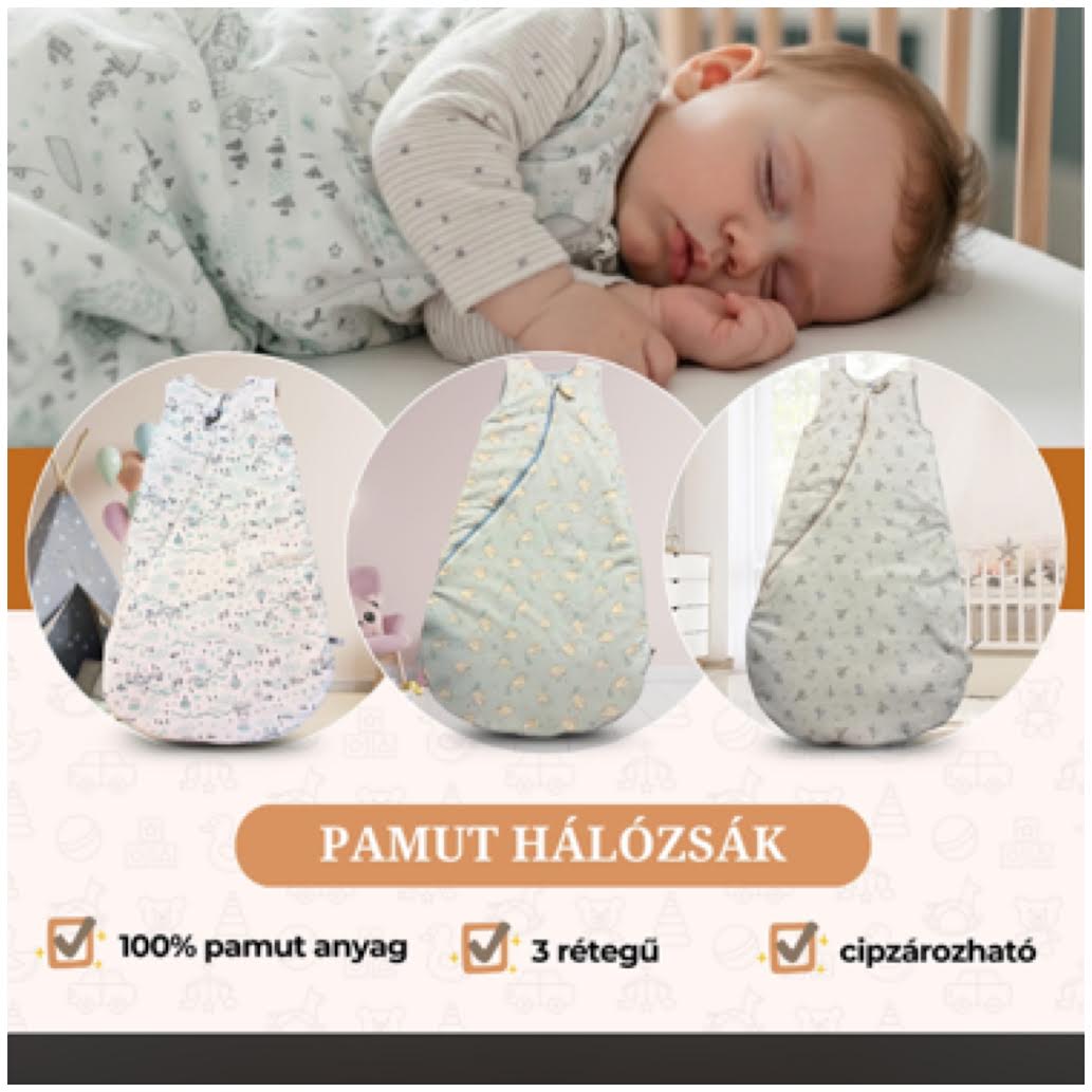 Hálózsák pamut 3 rétegű 56-86 méretig